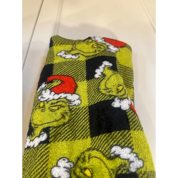 Dr Seuss The Grinch Christmas Pajama Pants Green Plaid Fleece M holiday cozy - Image 4