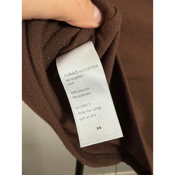 Naked Wardrobe Womens XS Brown Mesh Panel Long Sleeve Crop Top NW-C2068 - Image 4