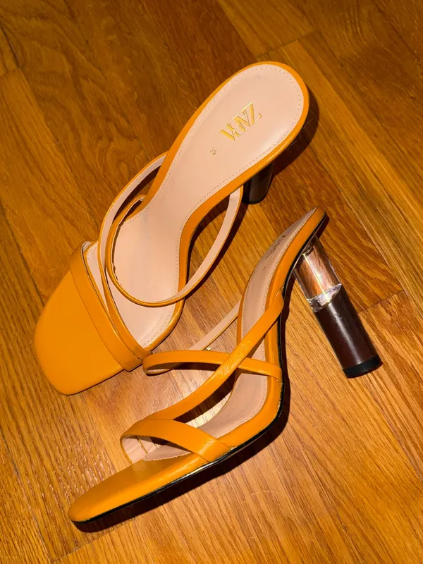 Zara Mustard Yellow Double-Strap Slide Mules - Image 3