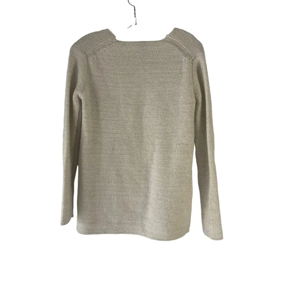 Gap Womens XS V-Neck Sweater‎ Beige Oatmeal Metallic Shimmer Cotton Wool Blend - Image 6