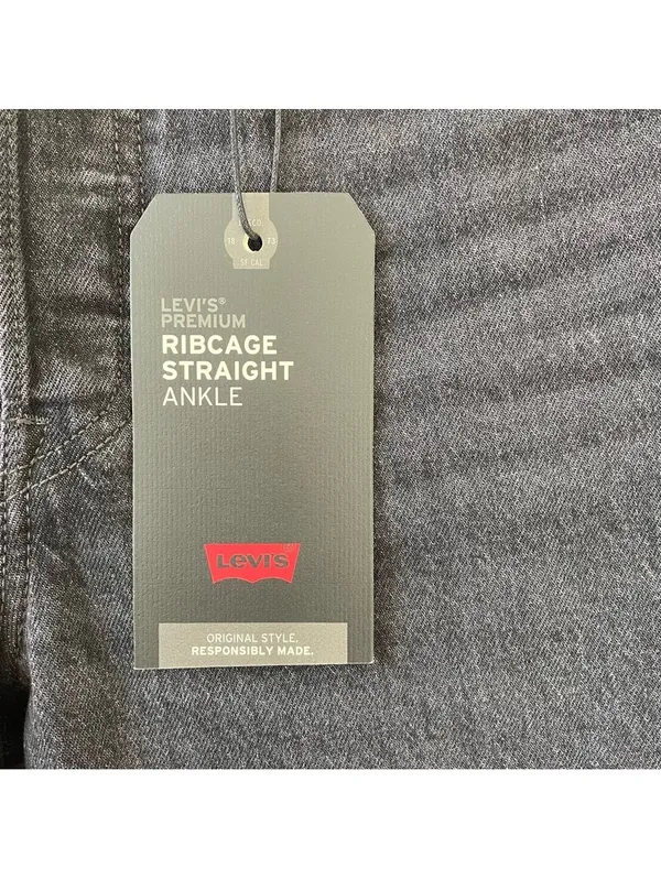 Levi’s Ribcage Straight Ankle Washed Black Gray Size 28 Inseam 27 Grunge Casual - Image 5