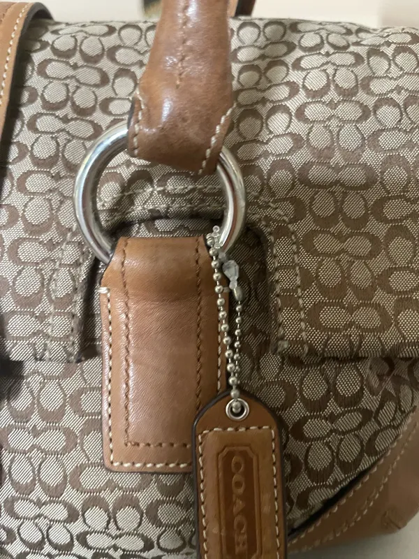 Coach Signature Mini Boston Shoulder Bag Leather Black Authentic Rare - Image 4