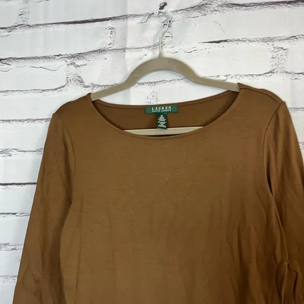 Vintage Lauren Ralph Lauren Brown Longsleeve Top Women’s M Preppy Minimalist Y2K - Image 5