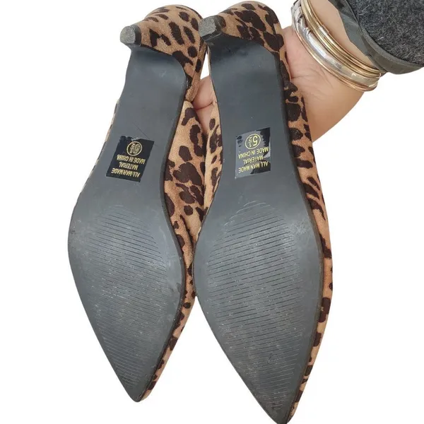 Pointed leopard print retro Low MULE 2” Sz 5.5‎ Brown - Image 8