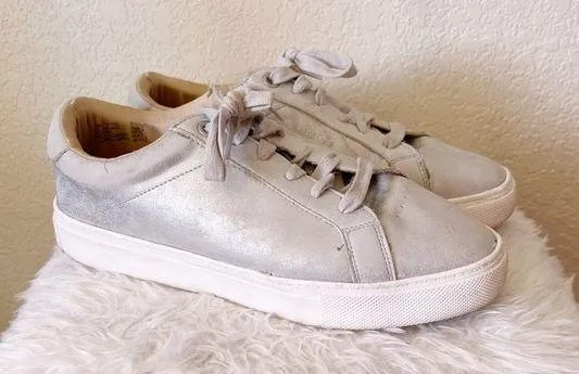 Silver Metallic Chunky Lace Up Shoes Size 8.5 - Image 2