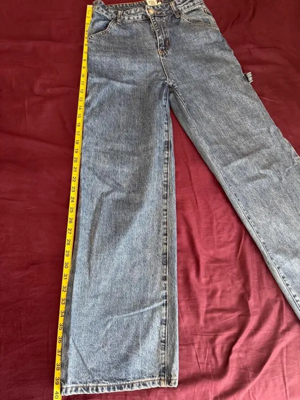 Princess Polly Blue Denim Carpenter Wide Leg Jeans - Image 7