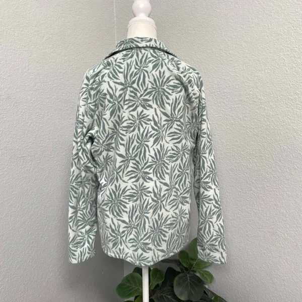 Eddie Bauer Sage Green Blue Leaf Print Soft Fleece Quarter Zip Pullover Outdoor - Image 4