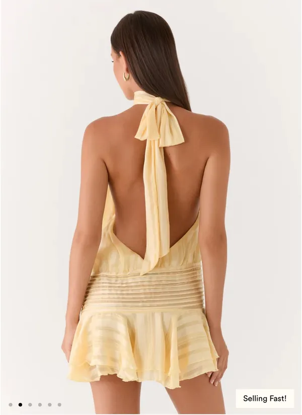 Peppermayo Willow Chiffon yellow mini dress - Image 2
