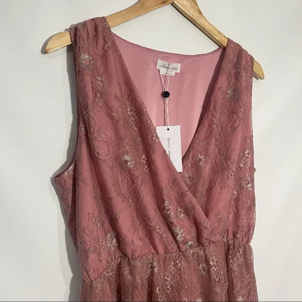 Lovers + Friends Rayna Mini Dress Metallic Rose‎ Large Coquette Romantic - Image 4