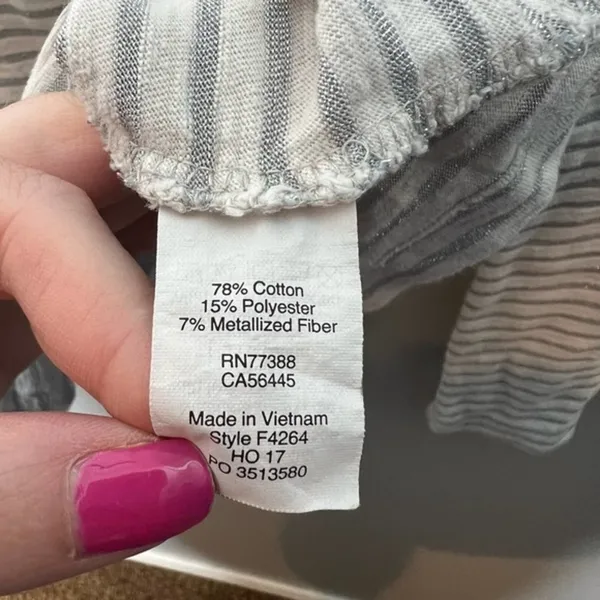 J. Crew Women's Artist T Metallic Stripe Boat Neck Long Sleeve Size XS - Image 7