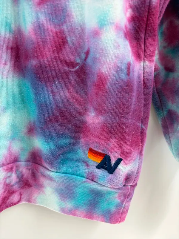 Aviator Nation AV Crewneck Sweatshirt Tie Dye Pullover Pink Blue size small - Image 3