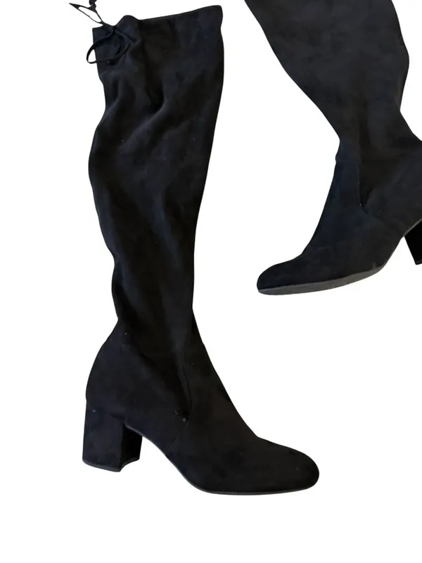 GIANNI BINI Trillia Black Faux Suede Pull On Boots Size 7.5 - Image 4