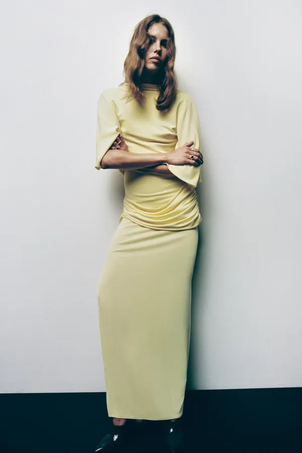 Zara Elegant Butter Yellow Gown - Floor-Length Formal Dress - Image 13