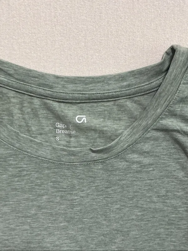 Nike and Gap Teal Racerback Tank Top with Heathered Sage Crop Layer - Image 3