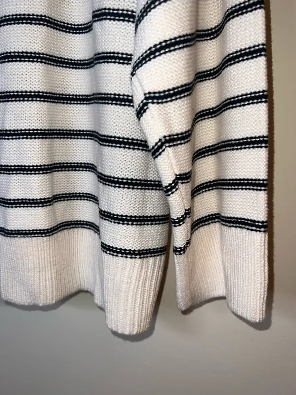 For The Republic Striped Knit‎ Sweater Cream Black 2X NWT - Image 4