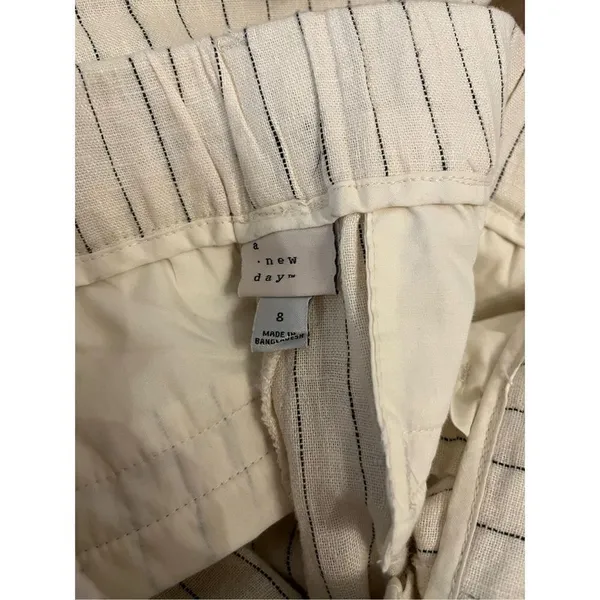 A New Day‎ Cream Linen Pinstripe Wide Leg Pants - Image 3