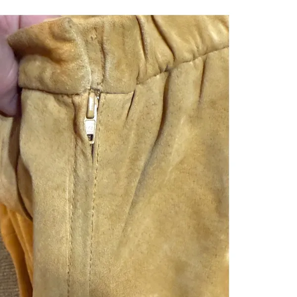 Terry Lewis Classic Luxuries Suede‎ Leather Pant Suit Blazer Set Camel Tan Sz L - Image 15