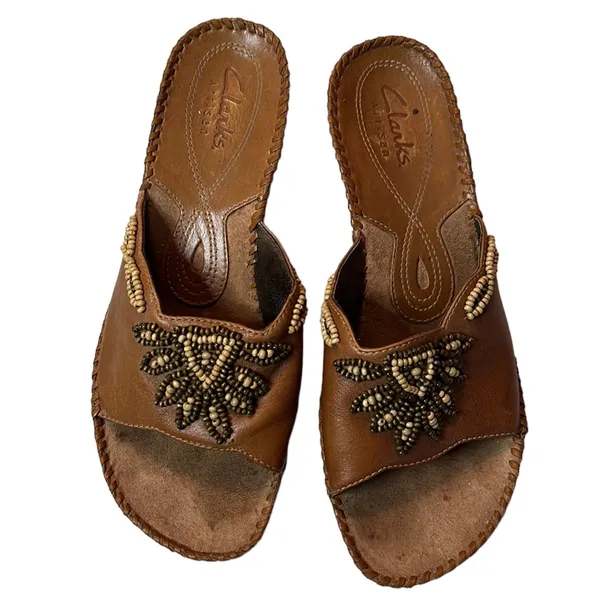 Skechers Clarks Artisan‎ Empress Beaded Slip-On Wedge Sandals Size 7 - Image 4