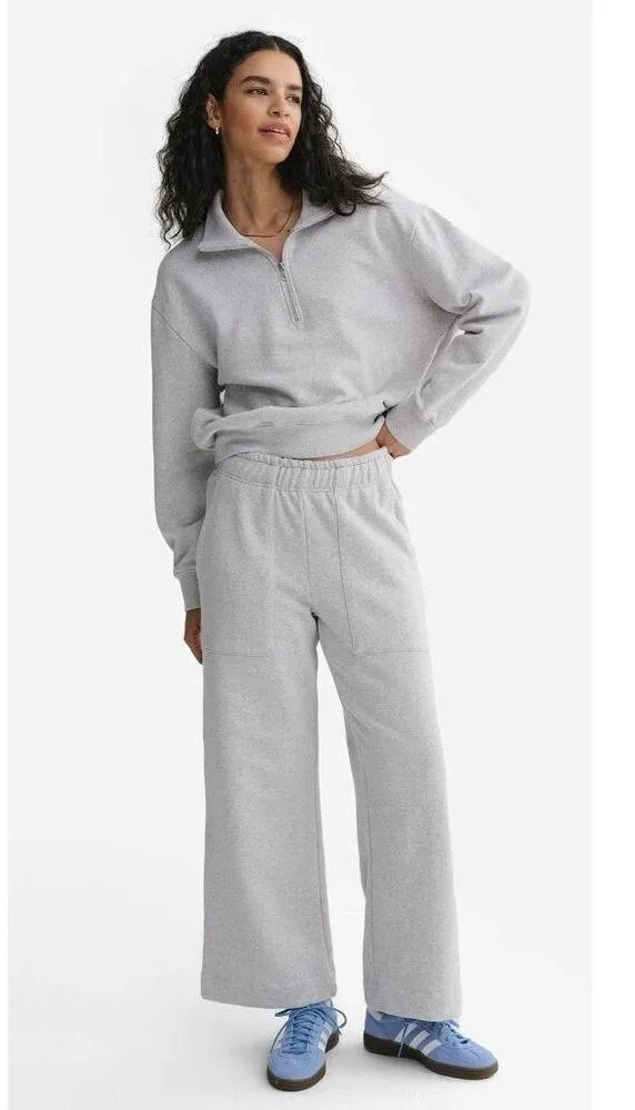 Mate The Label Organic Fleece Wide Leg Pant Heather Flax X-Large MSRP $138 - Image 8