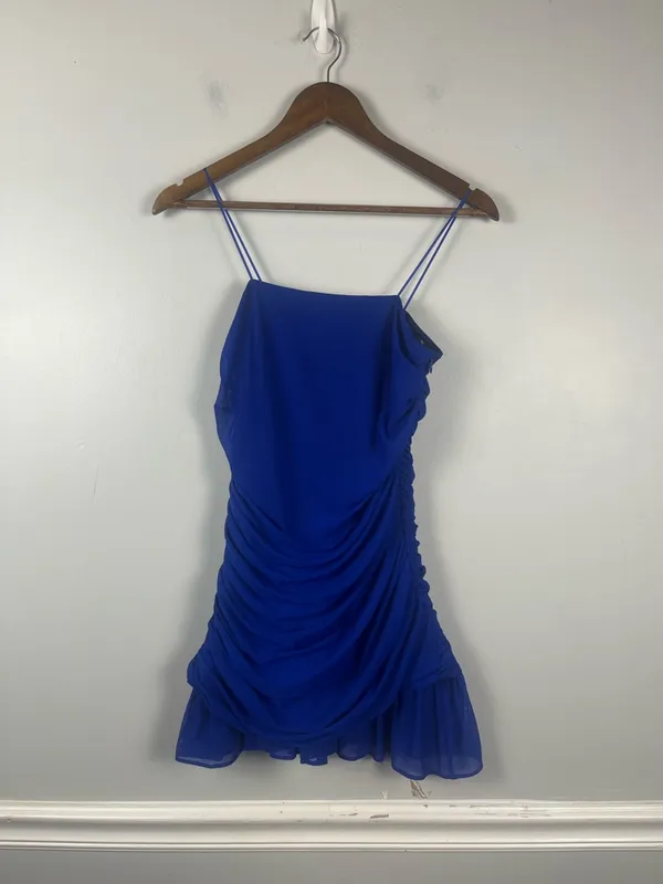 Amanda Uprichard Kiana Mini strapless Dress blue size medium - Image 3