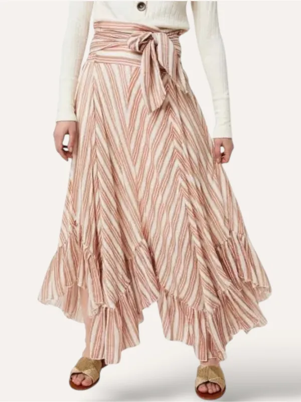 Free People One Giselle Convertible One-Shoulder Striped Midi Dress M - Image 5