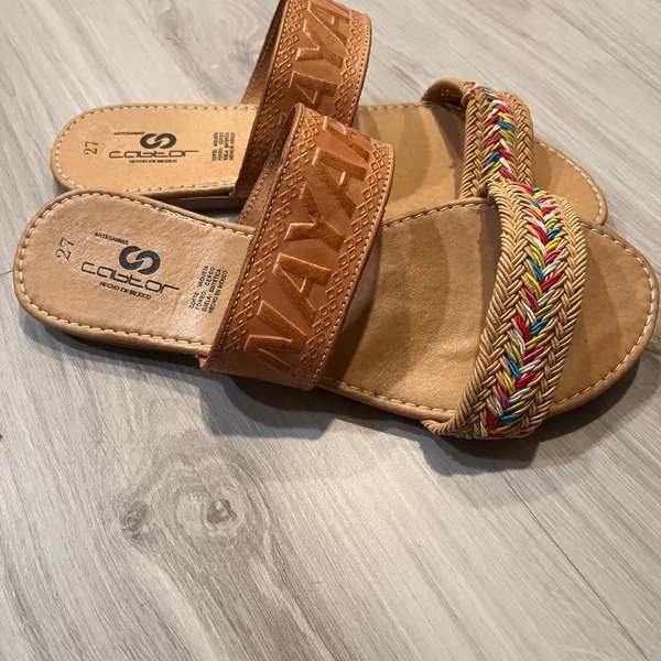 NWOT Artesanal made in MEXICO NAYARIT Colorful Sandals with‎ Tan Accents - Image 3