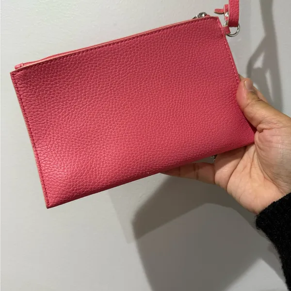 POLO RALPH LAUREN PINK LEATHER‎ ZIP CLOSURE WRISTLET POUCH BAG 8x5” I - Image 4