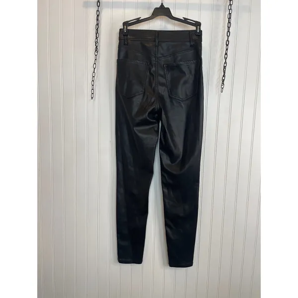Express Black Super High Waisted Faux Leather Moto Skinny Pant Womens Size 0 - Image 3