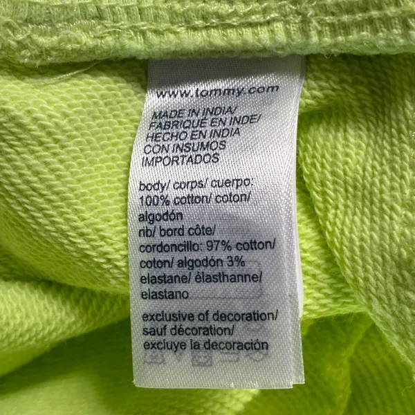 Tommy Hilfiger Logo Patch Solid Sweat Shorts Neon Lime Green Streetwear Size L - Image 7
