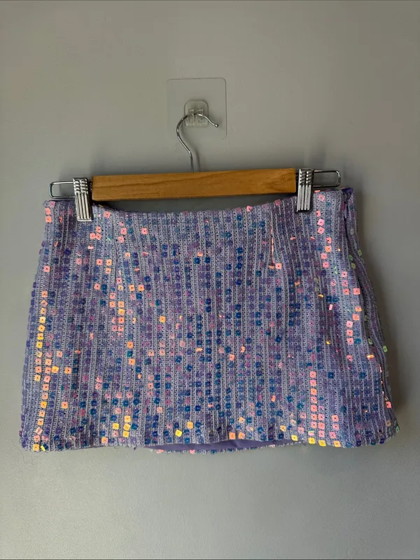 Princess Polly Sequin Headliner Shimmer Mini Skirt Purple - Image 2