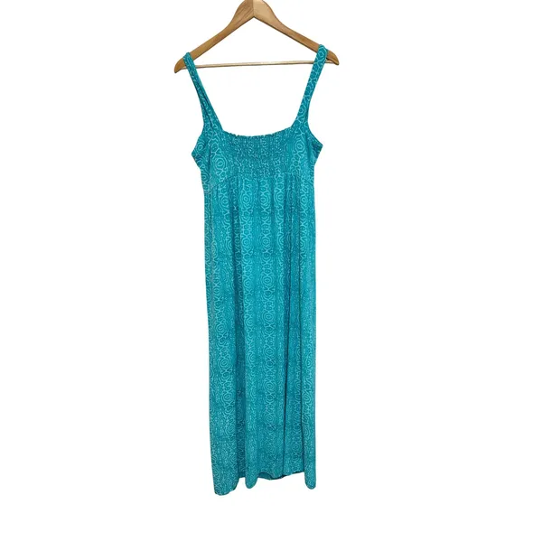 Fresh Produce Blue Geometric Print Maxi Dress Large Boho Beach Vacation - Image 3