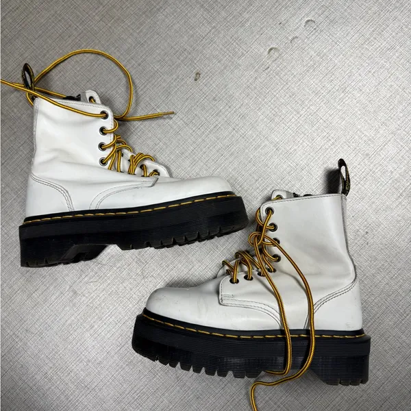 Dr. DOC Martens Jadon Boots -side‎ zip white Platform Shoe - Size 36 Womens 5 - Image 3