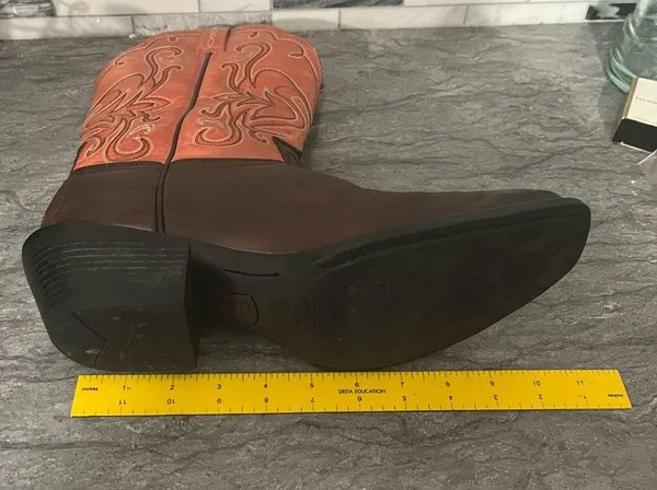 ARIAT Brown & Burnt Orange Leather Cowboy Boots Women’s Size 10 B Style #15821 - Image 14