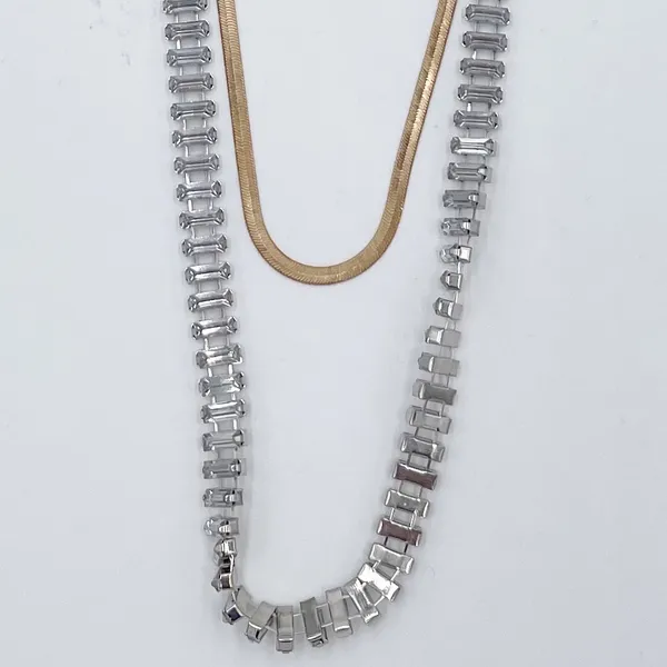 NEW Torrid Snake Chain with Baguette Layer Necklace Set Gold Tone Rhinestone - Image 4