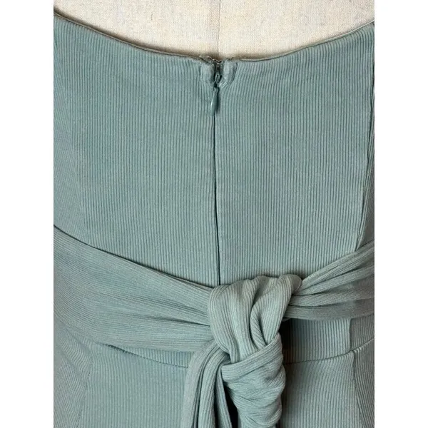 Angel Biba Dress Women Medium Green Knit‎ Sweetheart Neck Tie Waist Sheath Midi - Image 9