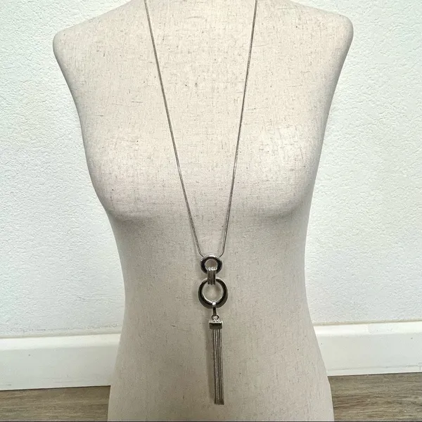 Charter club silver tone tassel chain necklace - Image 2