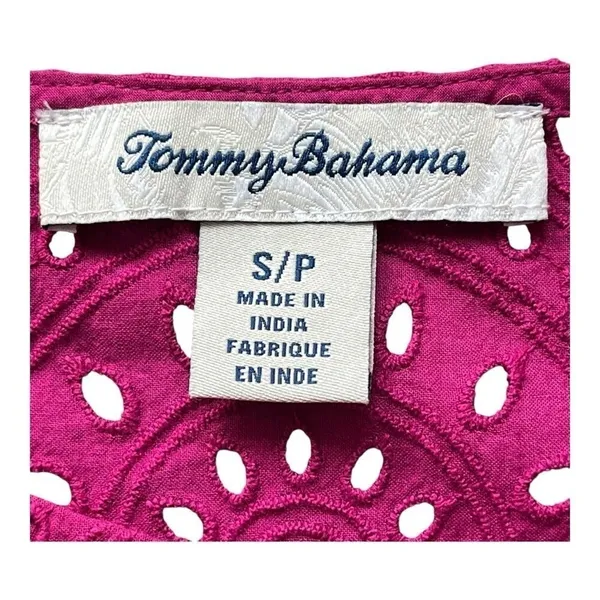 Tommy Bahama‎ Eyelet Shift Dress Womens Small Pink Linen Blend Cap Sleeve Mini - Image 7