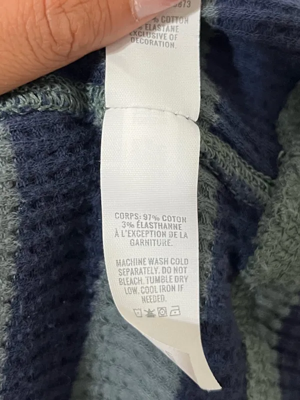 Aerie OFFLINE Wow Oversized Waffle Thermal Top Size Small Striped Green Blue - Image 5