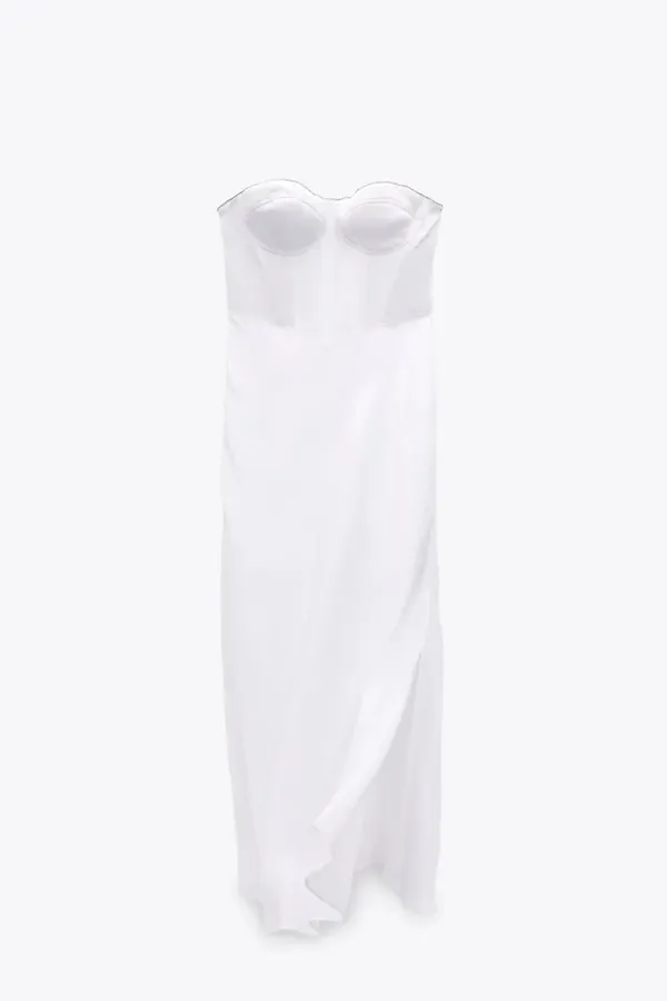 ZARA dress midi satin wedding corset rhinestone party shower bridal cocktail - Image 9