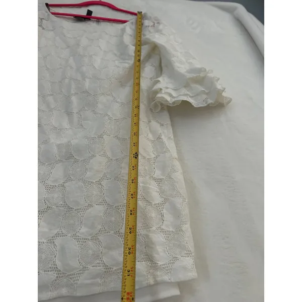 Muse White Lace Ruffle‎ Bell Sleeve Shift Dress Womens Size 8 Bridal Graduation - Image 4