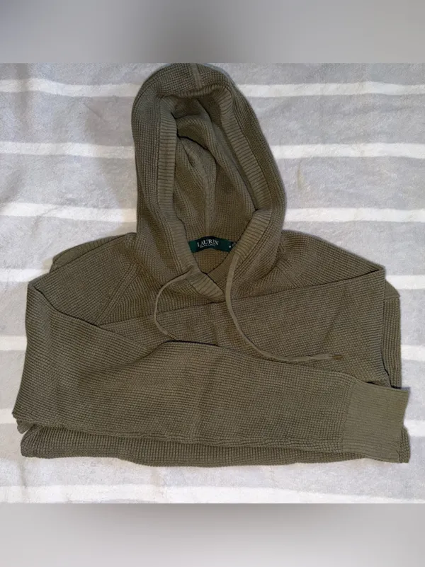 Lauren Ralph Lauren Olive Hooded Knit Pullover - Image 3