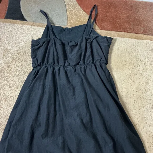 Old Navy Boho Smocked Midi Sun Dress Womens Large Black Cotton Blend Pintuck Hem - Image 5