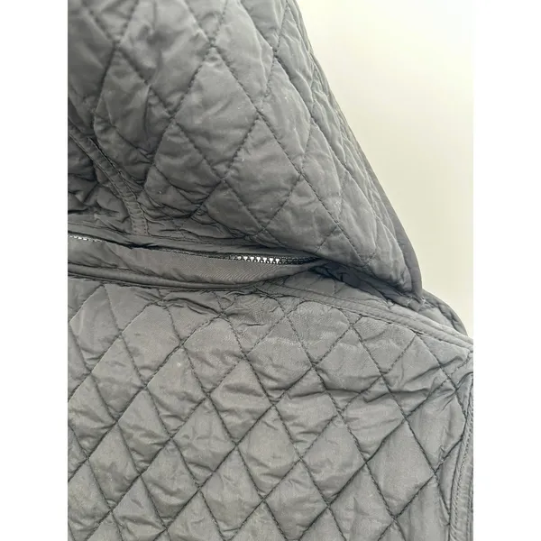 Garnet Hill Women's Quilted‎ Coat Jacket Black Sz 14 Removable Hood - Image 9