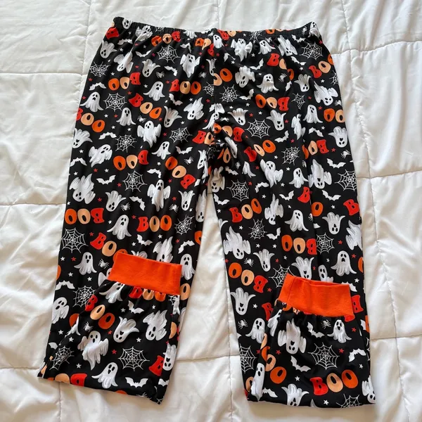 Halloween Ghost Boo Pajama Pants XL PJs Black Orange Joggers Holiday Lounge - Image 6