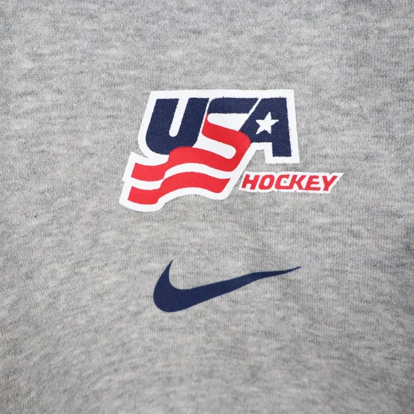 Nike Women Phoenix Crop QTR Zi USA Hockey Grey Fleece Pullover Large - Image 4