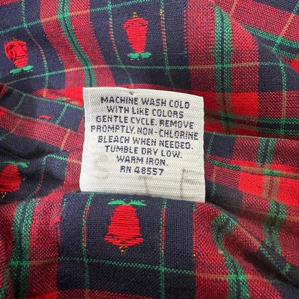 Vintage Cascade Blues Plaid‎ Button Up Shirt Red Blue Bells Teacher Size Medium - Image 5