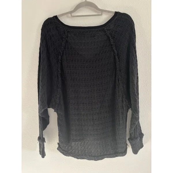 We The Free Free People Hacci Sweater‎ Womens Small Black Oversized Boho Open Knit - Image 2