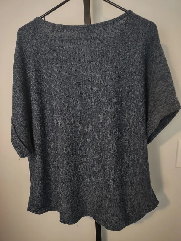 MAX STUDIO Short Sleeve Ribbed T-shirt Casual Short-Sleeve Knit Top In Gray - Image 3