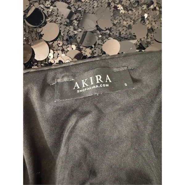 AKIRA Black Sequin Lace Up Mini Dress Womens Size Small S Spaghetti Strap Bodyco - Image 8