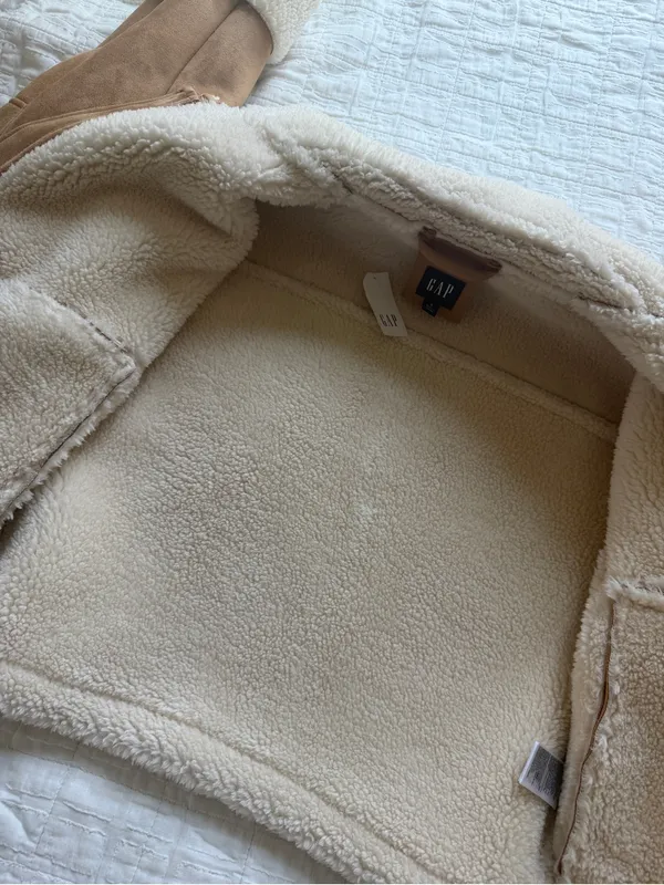 Gap Vegan Suede Sherpa-Trim Full Zip Jacket Small NEW NWT - Image 7